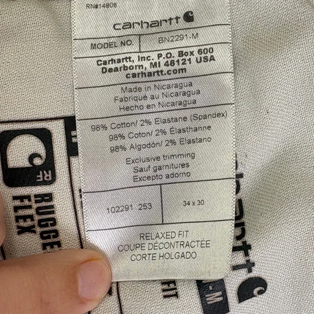 Lot of 2 Carhartt‎ Mens Rugged Flex Relaxed Fit Canvas Work Pants 34x30 Tan
